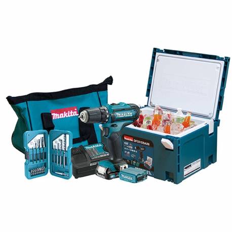 DF331DSAX6 Taladro atornillador Makita batería 10.8V 2.0Ah con nevera