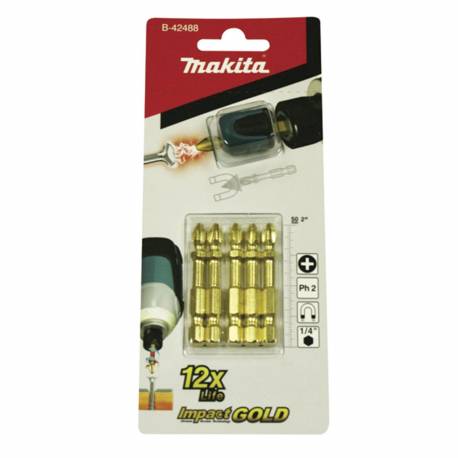 B-42488 Blíster de 5 puntas PH2 Impact Gold + Mag Boost Makita