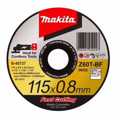 B-45727-12 Disco Makita de corte metal 115 mm x 0.8 mm x 22.23 mm
