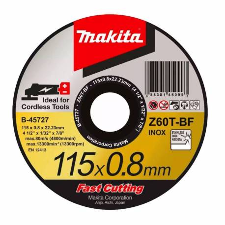 B-45727-25 Disco Makita de corte metal 125 mm x 0.8 mm x 22.23 mm