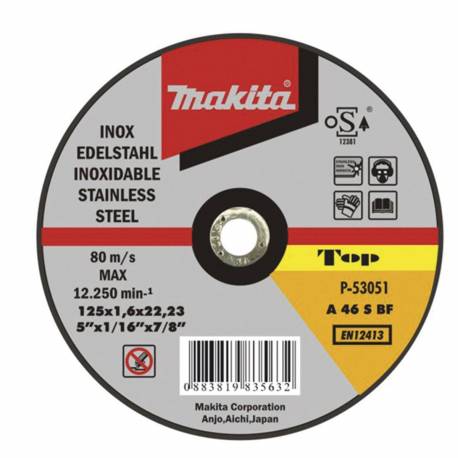 P-52249 Disco Makita de corte extrafino inoxidable 115 mm x 1.0 mm