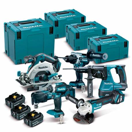 DLX6114TJ kit Makita DTD153+DHP486+DHR243+DGA513+DTM51+DHS680 18V 3 bat