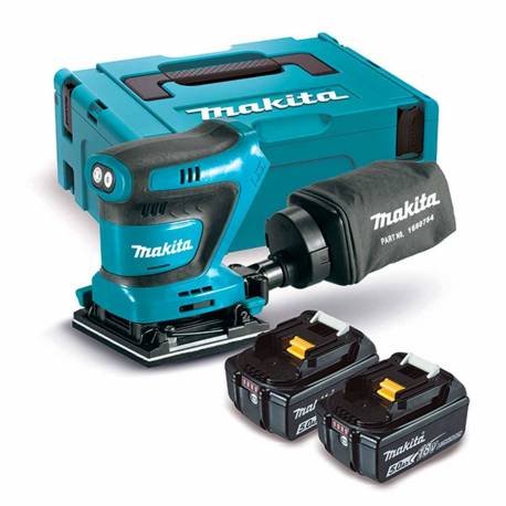 DBO481RTJ Lijadora Orbital Makita 18V LXT 112x102mm 5Ah 2 bat.